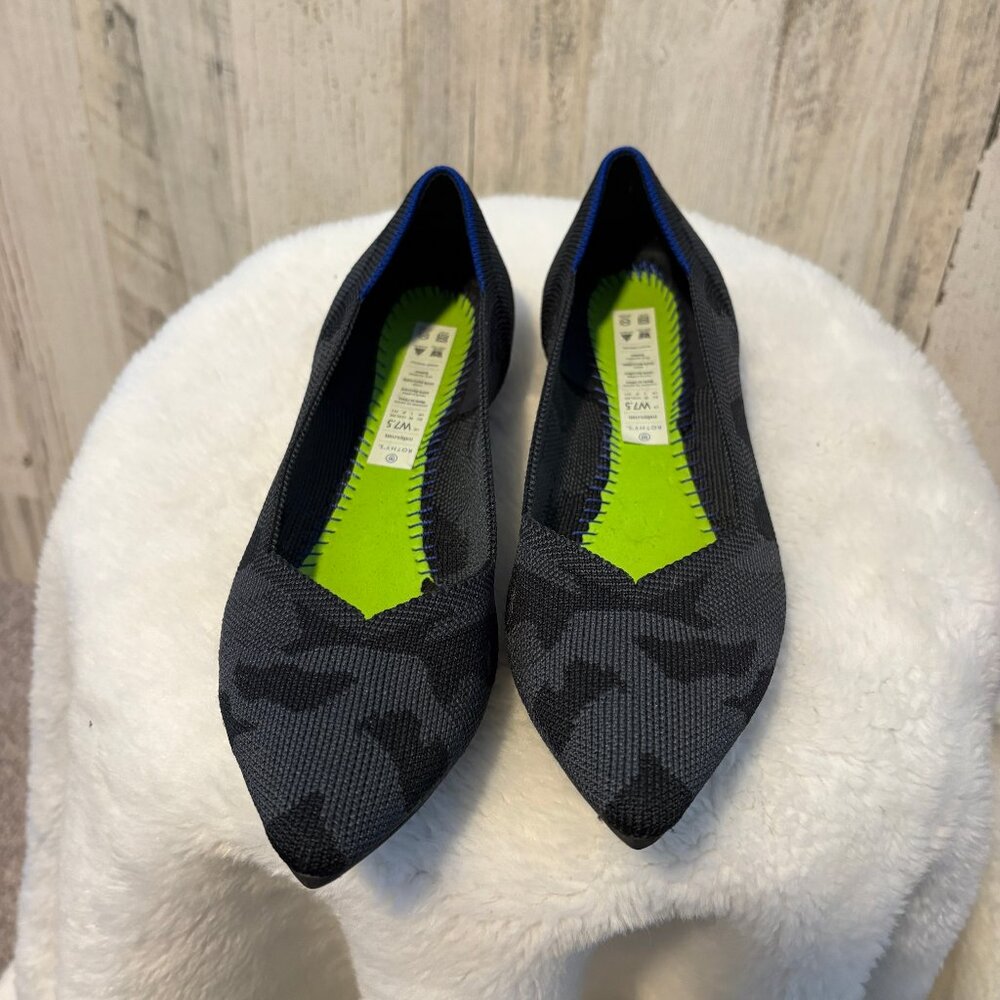Rothy's Women's Size 7.5 Ash Camo Grey Points Ballet Flats *NO INSOLES*